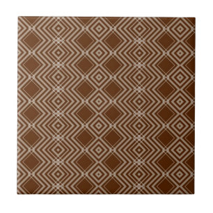 Azulejo Cerámico Cuadrado de Raya Marrón y Blanco