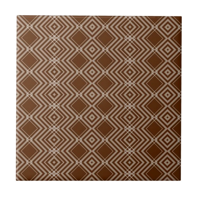 Azulejo Cerámico Cuadrado de Raya Marrón y Blanco (Frente)