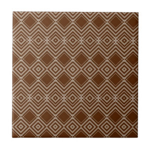 Azulejo Cerámico Cuadrado de Raya Marrón y Blanco