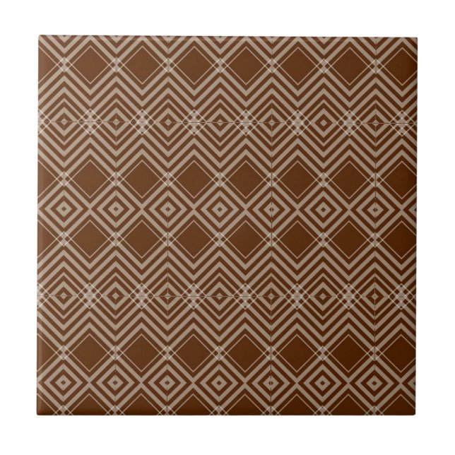 Azulejo Cerámico Cuadrado de Raya Marrón y Blanco (Frente)