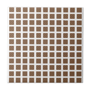 Azulejo Cerámico Cuadrado de Raya Marrón y Blanco