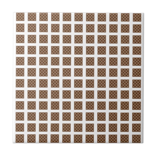 Azulejo Cerámico Cuadrado de Raya Marrón y Blanco (Frente)