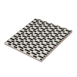 Azulejo Cerámico Cuadrado de Raya Negra y Beige
