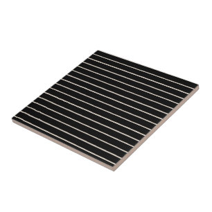 Azulejo Cerámico Cuadrado de Raya Negra y Beige