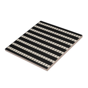 Azulejo Cerámico Cuadrado de Raya Negra y Beige