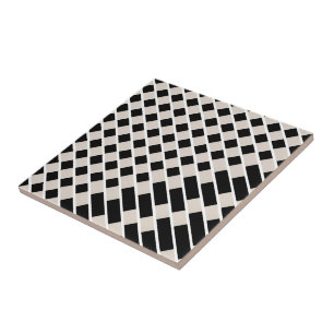 Azulejo Cerámico Cuadrado de Raya Negra y Beige