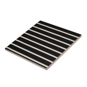 Azulejo Cerámico Cuadrado de Raya Negra y Beige