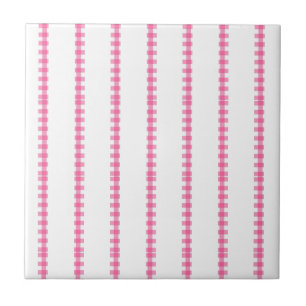 Azulejo Cerámico Cuadrado de Raya Rosa y Blanca