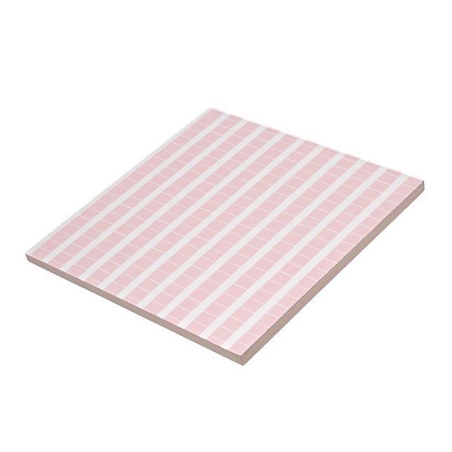 Azulejo Cerámico Cuadrado de Raya Rosa y Blanca (Lado)
