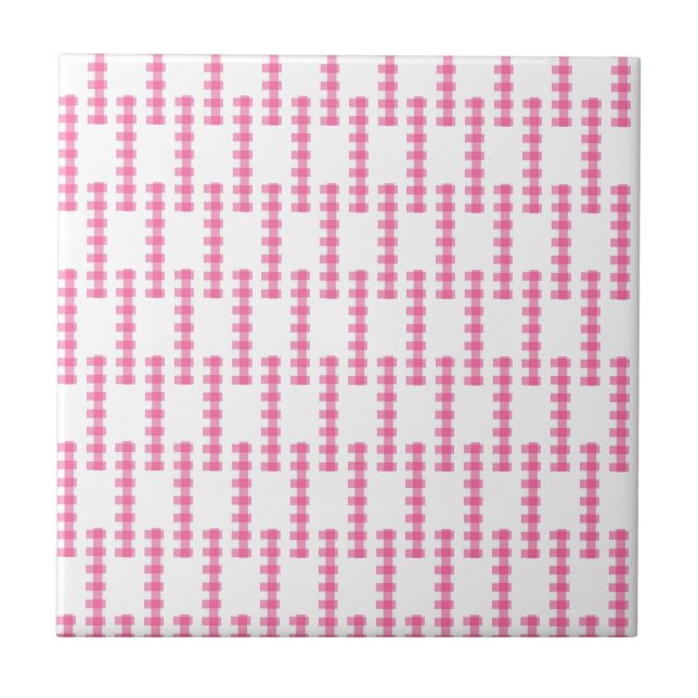 Azulejo Cerámico Cuadrado de Raya Rosa y Blanca (Frente)