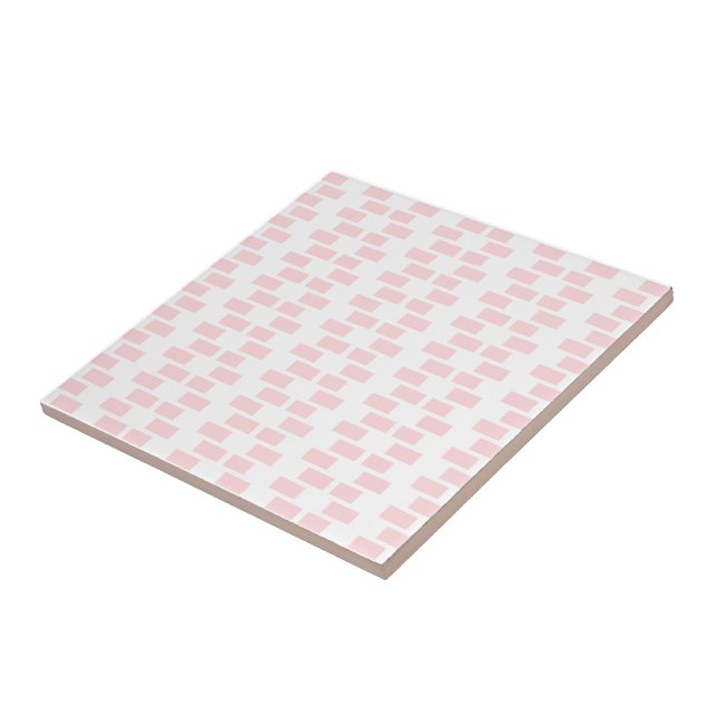 Azulejo Cerámico Cuadrado de Raya Rosa y Blanca (Lado)