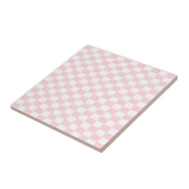 Azulejo Cerámico Cuadrado Rosa y Blanco