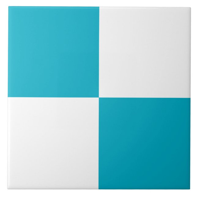 Azulejo Cerámico Cuadrado Turquesa Blanco Moderno (Frente)