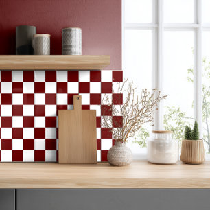 Azulejo Cerámico Cuadriculado Rojo Burgundy Oscuro