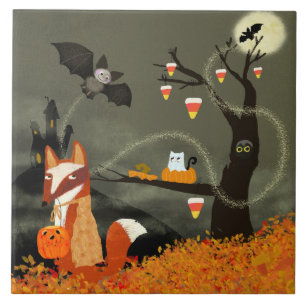 Azulejo Cerámico de Amigos Adorables de Halloween