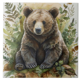 Azulejo Cerámico de Animales del Bosque