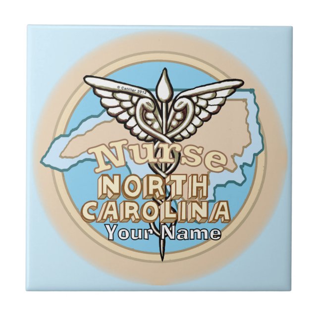 Azulejo Cerámico de Caduceo de Enfermera de Caroli (Frente)