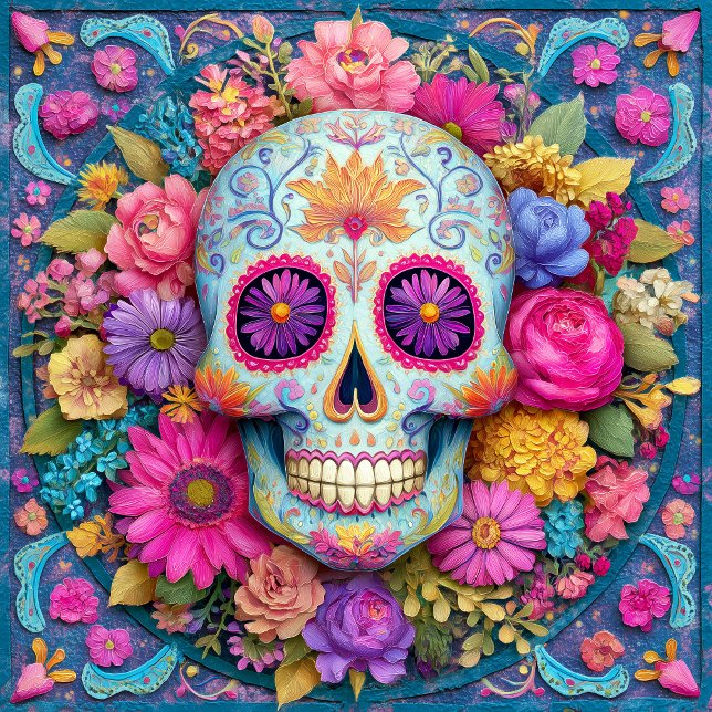 Azulejo Cerámico de Calavera de Azúcar Día de Muer (Subido por el creador)
