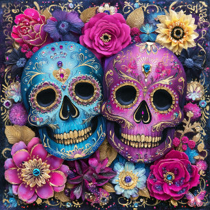 Azulejo Cerámico de Calavera Día de Muertos