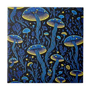 Azulejo Cerámico de Champiñón Neon Bioluminiscente