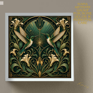 AZULEJO CERÁMICO DE COLIBRÍES EMERALD TWIN ART DÉC