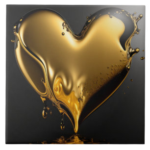 Azulejo cerámico de corazón dorado moderno