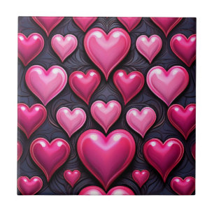 Azulejo Cerámico de Corazones Rosas