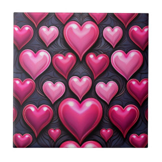 Azulejo Cerámico de Corazones Rosas