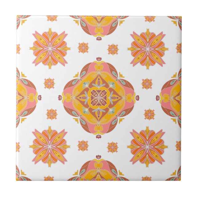 Azulejo Cerámico de Cuadrícula Floral (Frente)