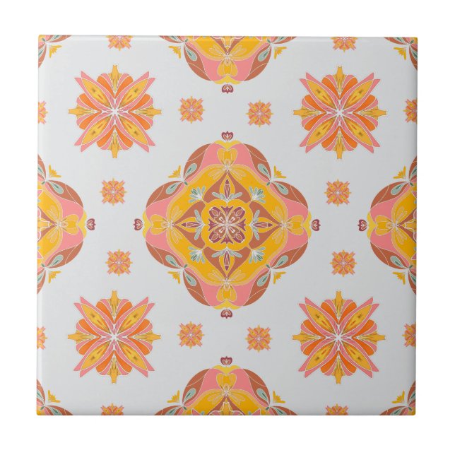 Azulejo Cerámico de Cuadrícula Floral (Frente)