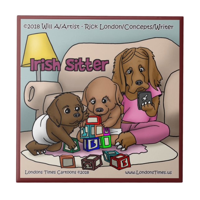 Azulejo Cerámico de Dibujos Animados Setter Irland (Frente)