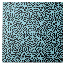 Azulejo Cerámico de Diseño Geométrico Azul y Negro