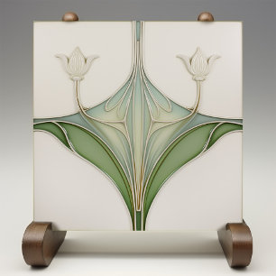 Azulejo Cerámico de Elegancia de Lirio Art Nouveau