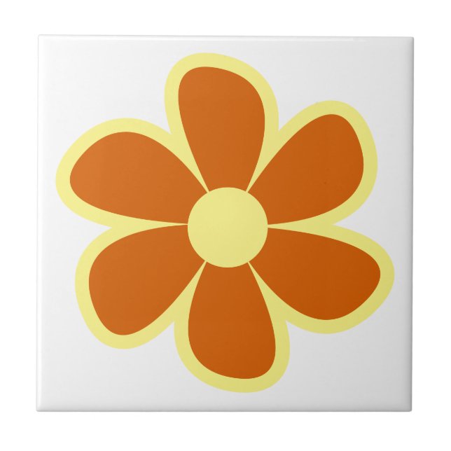 Azulejo Cerámico de Flor Retro Divertida de los 60 (Frente)