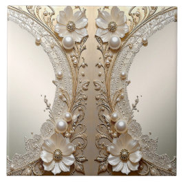 Azulejo Cerámico de Flores Blancas Modernas Perlas