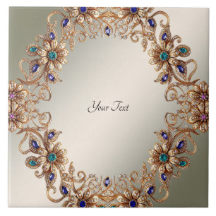Azulejo Cerámico de Flores de Joyas de Oro Elegant