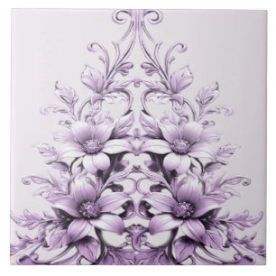 Azulejo Cerámico de Flores Moradas con Estilo