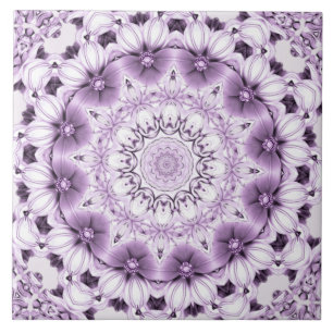 Azulejo Cerámico de Flores Moradas Elegantes