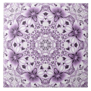 Azulejo Cerámico de Flores Purpúreas con Estilo