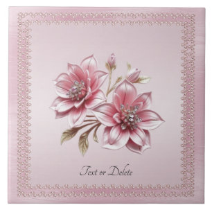 Azulejo Cerámico de Flores Rosadas Modernas