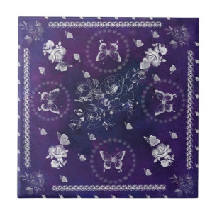 Azulejo Cerámico de Flores y Mariposas