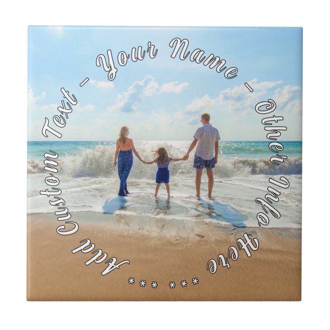 Azulejo Cerámico de Foto Personalizada con Texto P (Frente)