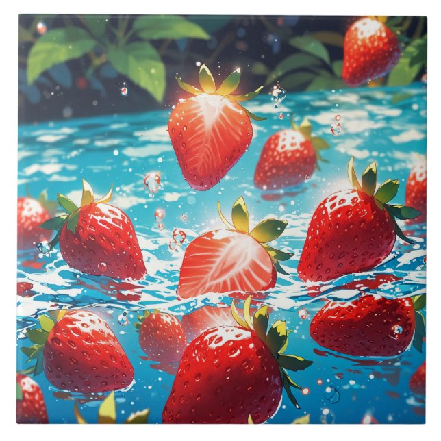 Azulejo Cerámico de Fresas (Frente)