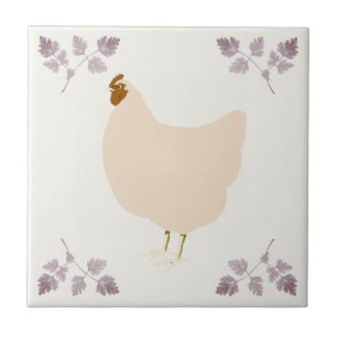 Azulejo Cerámico de Gallina y Hierbas de Cerafolio