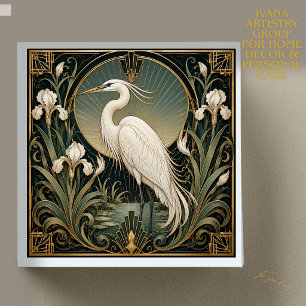 AZULEJO CERÁMICO DE GARZA BLANCA ART DECO, ACENTO