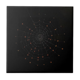 Azulejo Cerámico de Halloween con Telaraña Minimal