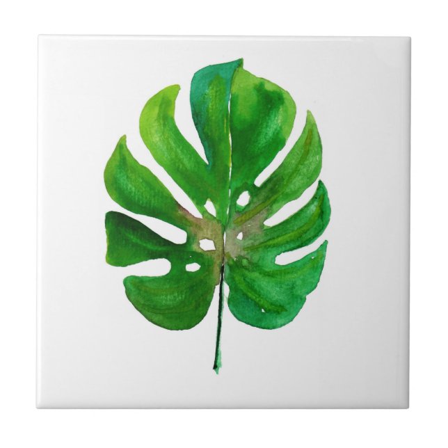 Azulejo Cerámico de Hoja de Monstera (Frente)