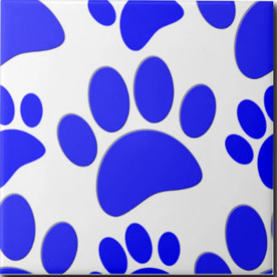 Azulejo Cerámico de Huella de Pata de Perro Azul C