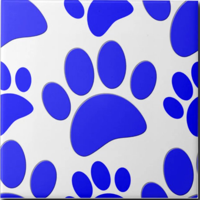 Azulejo Cerámico de Huella de Pata de Perro Azul C (Subido por el creador)