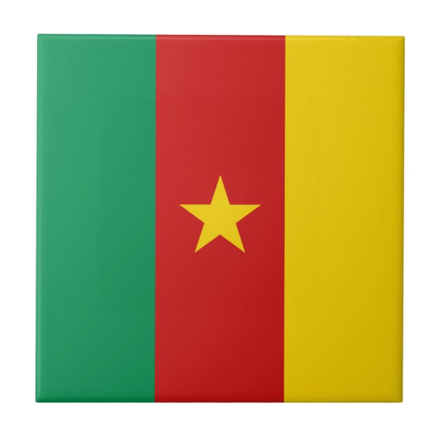 Azulejo Cerámico de la Bandera de Camerún (Frente)